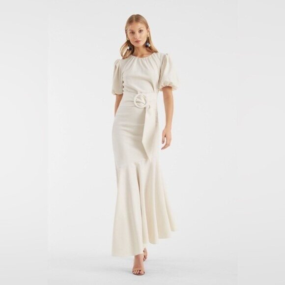 Sachin & Babi Camila Ivory Crepe Ruched Mermaid Maxi Dress NEW $650 Size 10 - Picture 11 of 13